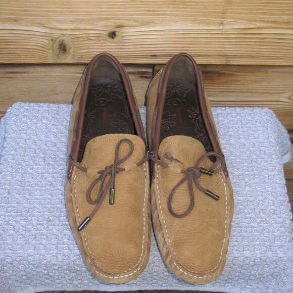 UGG Bel air Nubuck Leather Moc Toe Loafers In Chestnut Leather - Picture 5 of 13